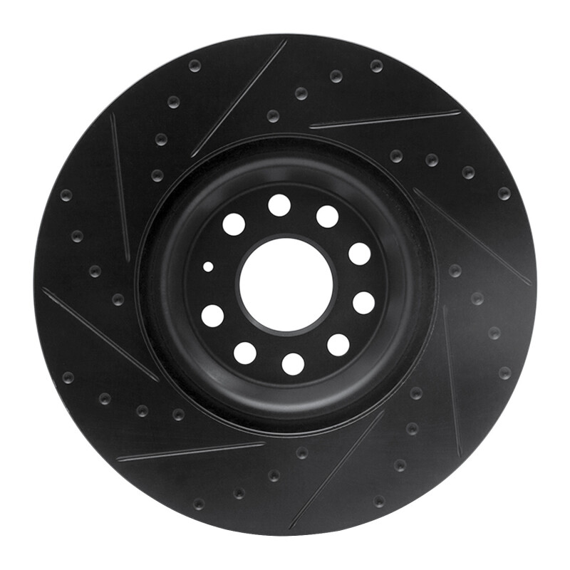 Volkswagen GTI Mk 8 Brake Rotor (1) - Front Right - R1 Concepts - Drilled & Slotted - Black - `22-`27